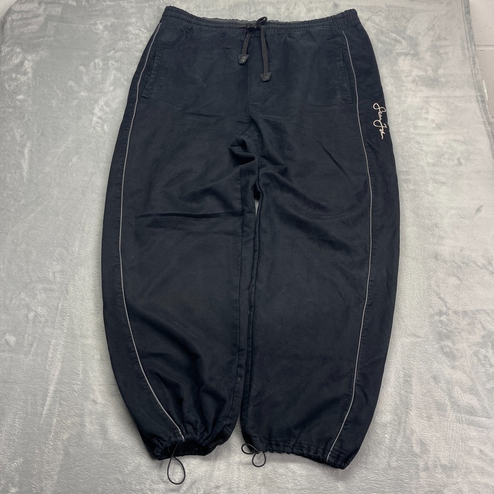 Vtg Sean John Pants‎ Womens 3X Black White Piping Drawstring Jogger Y2K